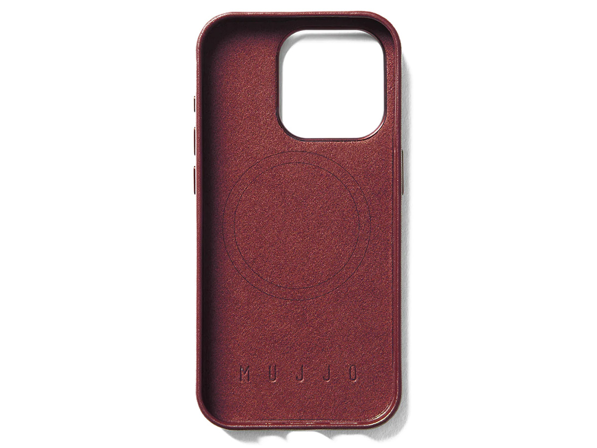 Mujjo Full Leather Wallet Case Burgundy - iPhone 15 Pro Hoesje Leer