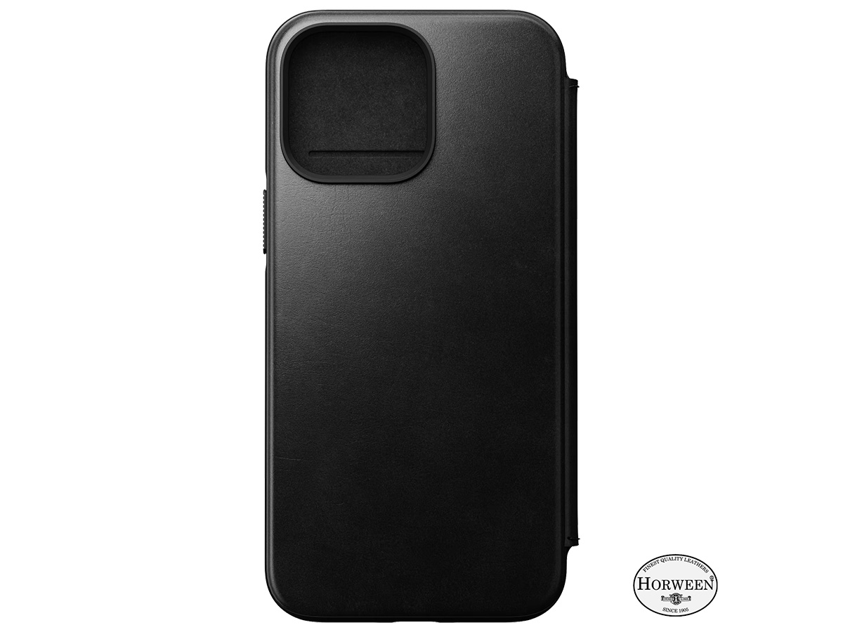 Nomad Modern Horween Leather Folio Zwart - iPhone 15 Pro hoesje