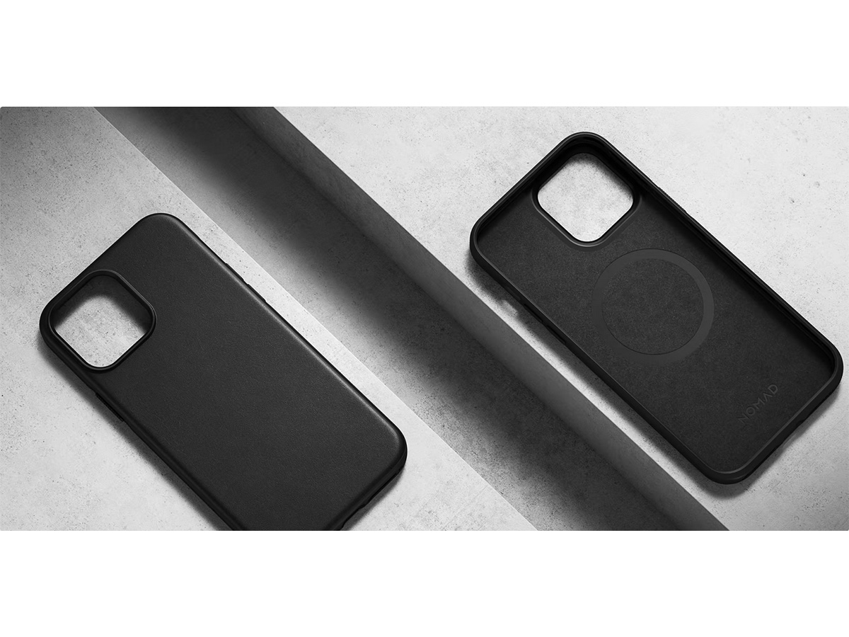 Nomad Modern Leather Case Zwart - iPhone 15 Pro hoesje