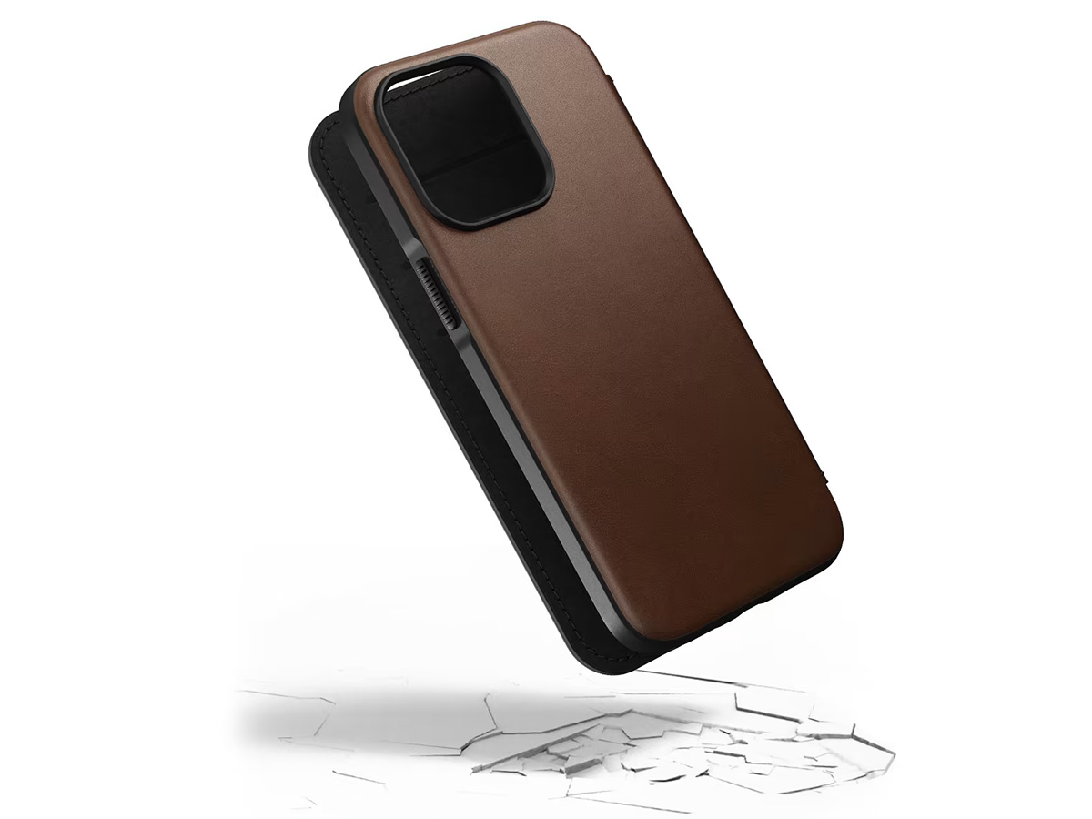 Nomad Modern Leather Folio Bruin - iPhone 15 Pro hoesje
