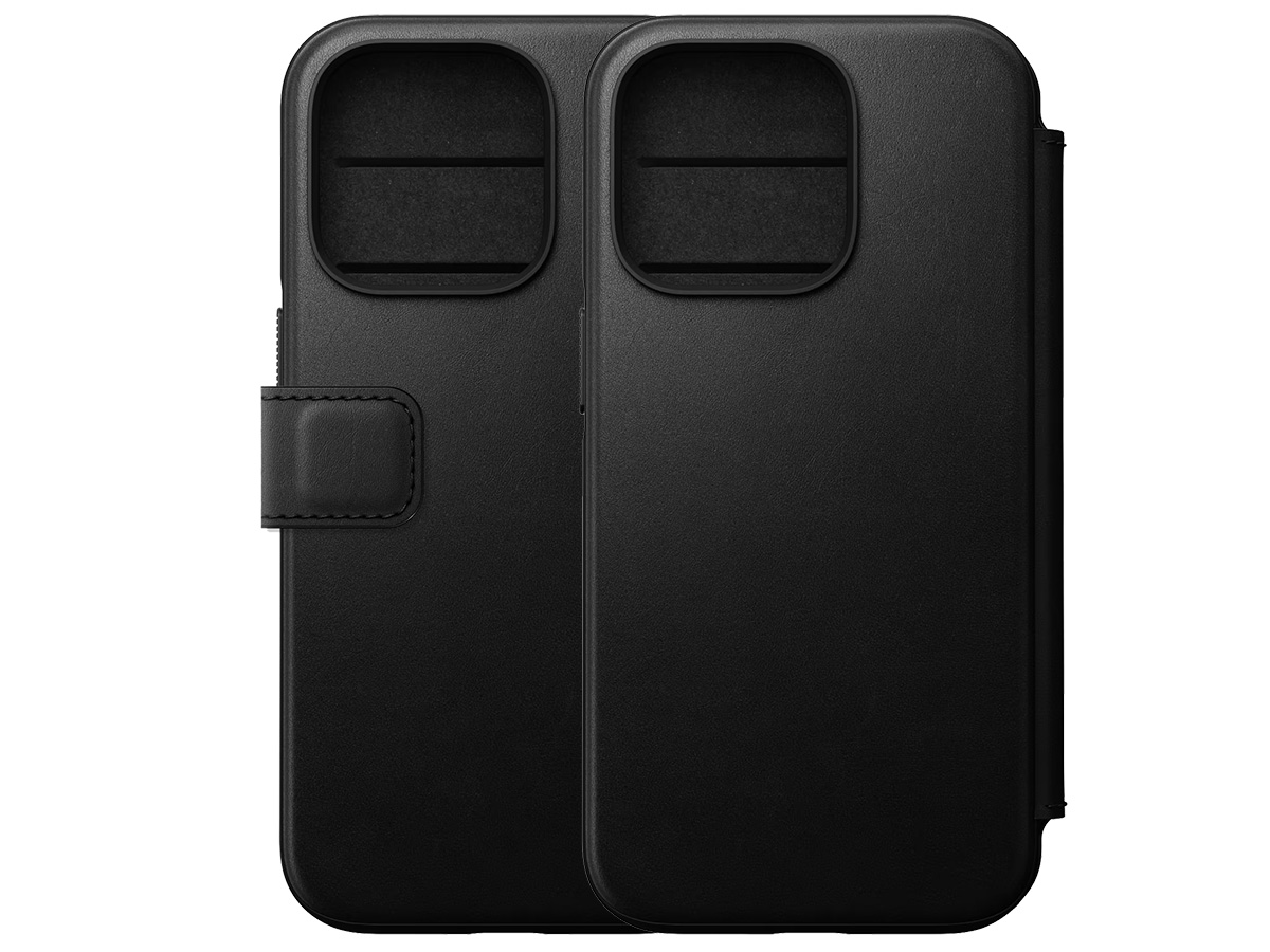 Nomad Modern Leather Folio Zwart - iPhone 15 Pro hoesje