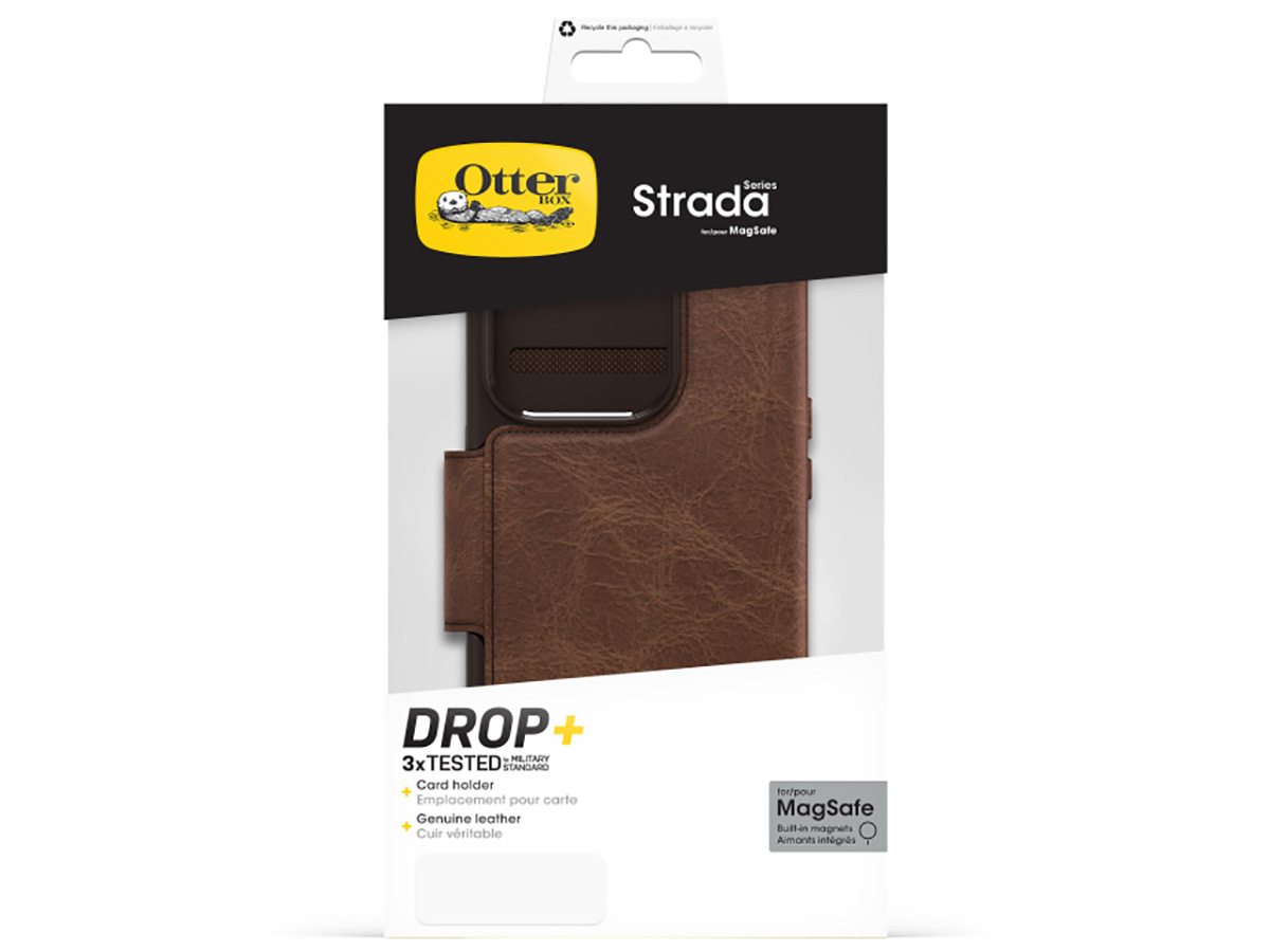 Otterbox Strada Leather MagSafe Folio Bruin - iPhone 15 Pro hoesje