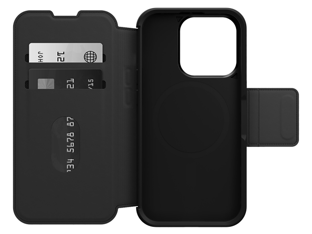 Otterbox Strada Leather MagSafe Folio Zwart - iPhone 15 Pro hoesje