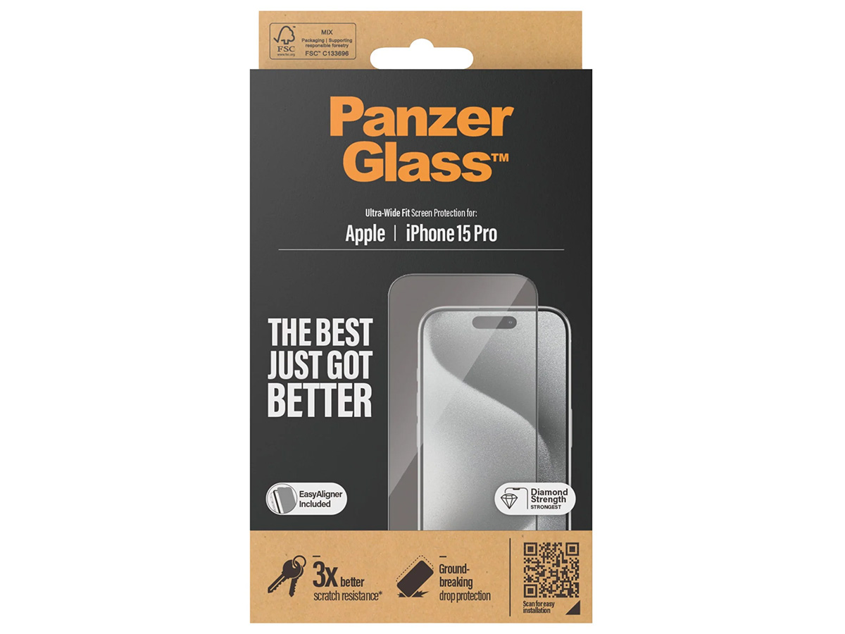 PanzerGlass iPhone 15 Pro Super+ Glass - Wide Fit met EasyAligner