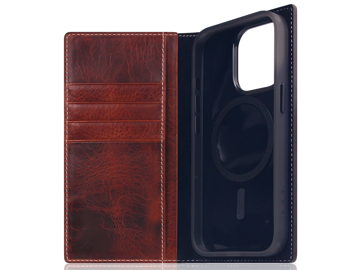 SLG Design D7 Italian Wax Leer Bruin - iPhone 15 Pro hoesje