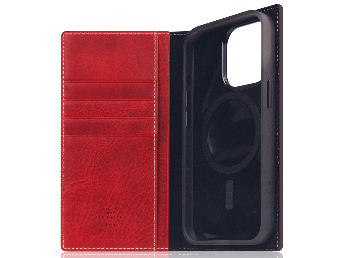 SLG Design D7 Italian Wax Leer Rood - iPhone 15 Pro hoesje