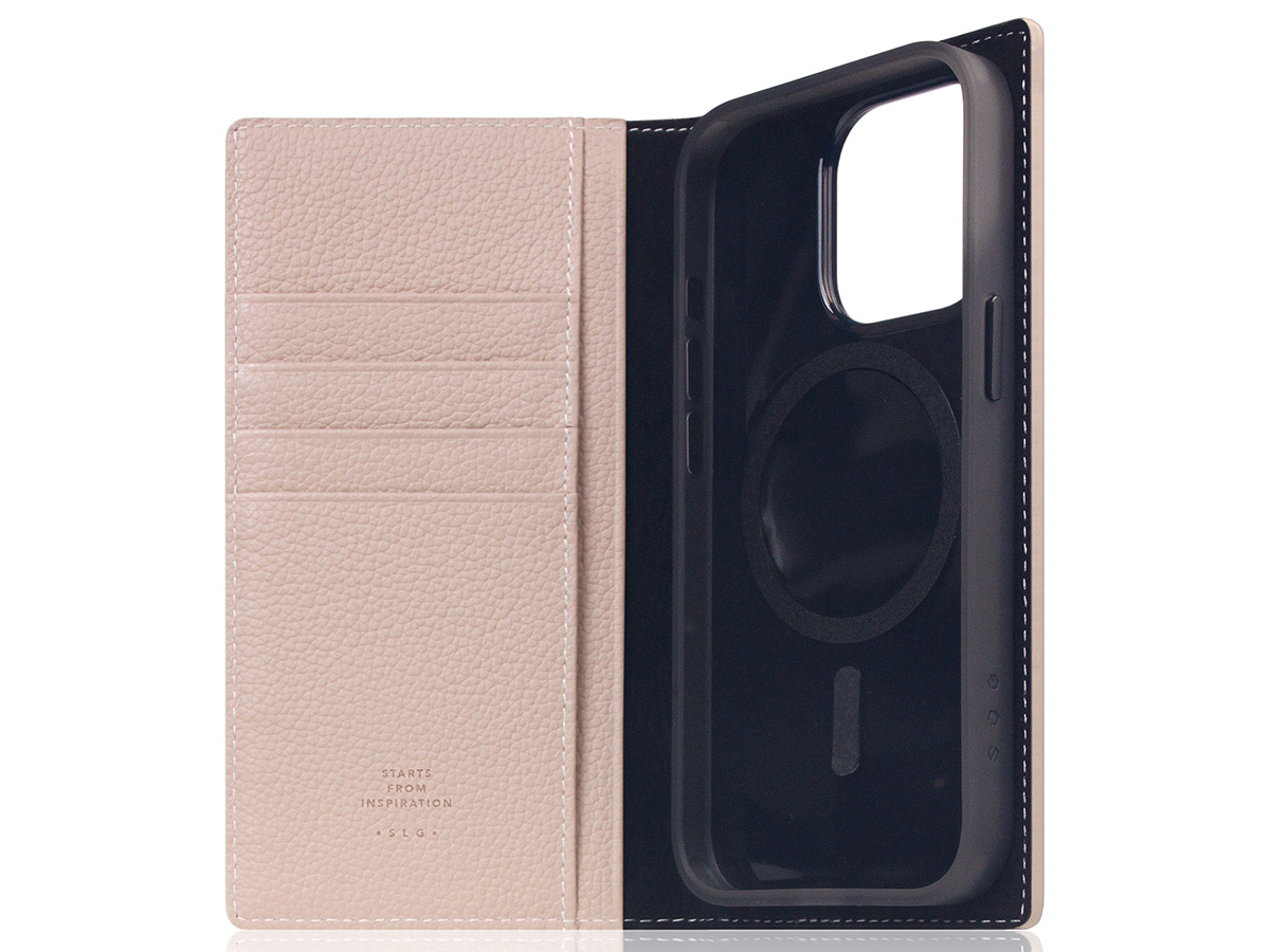 SLG Design D8 2in1 Leather Folio Light Cream - iPhone 15 Pro hoesje
