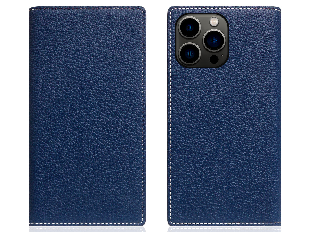 SLG Design D8 2in1 Leather Folio Navy Blue - iPhone 15 Pro hoesje