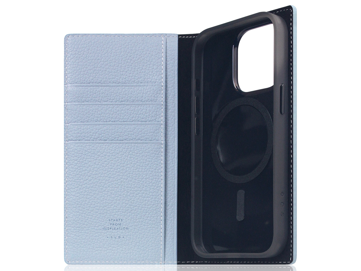 SLG Design D8 2in1 Leather Folio Powder Blue - iPhone 15 Pro hoesje