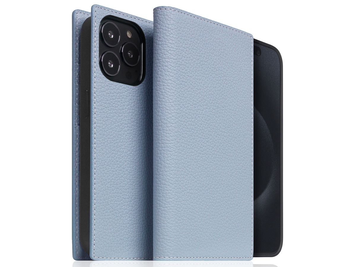 SLG Design D8 2in1 Leather Folio Powder Blue - iPhone 15 Pro hoesje