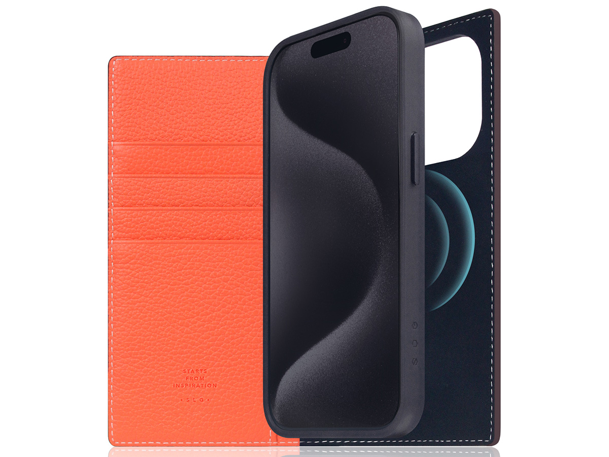 SLG Design D8 2in1 Leather Folio Coral - iPhone 15 Pro hoesje