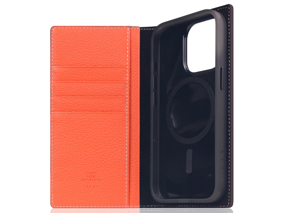 SLG Design D8 2in1 Leather Folio Coral - iPhone 15 Pro hoesje