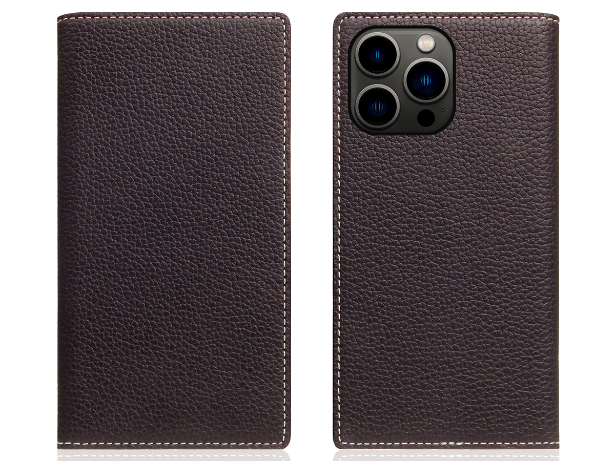 SLG Design D8 2in1 Leather Folio Brown Cream - iPhone 15 Pro hoesje