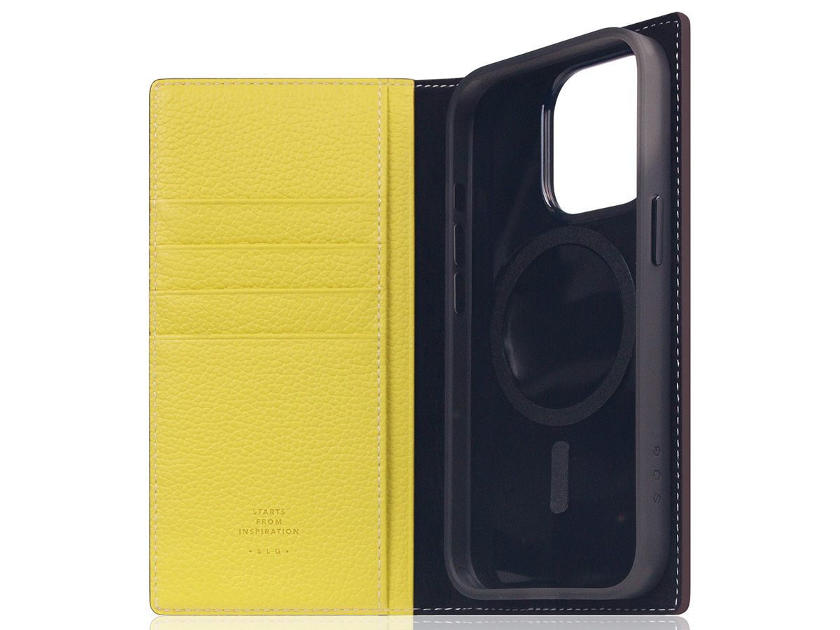 SLG Design D8 2in1 Leather Folio Lemon - iPhone 15 Pro hoesje