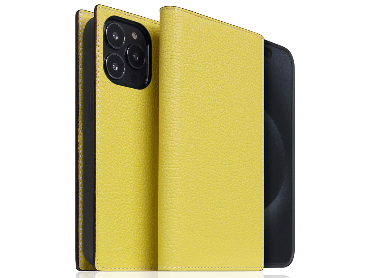 SLG Design D8 2in1 Leather Folio Lemon - iPhone 15 Pro hoesje