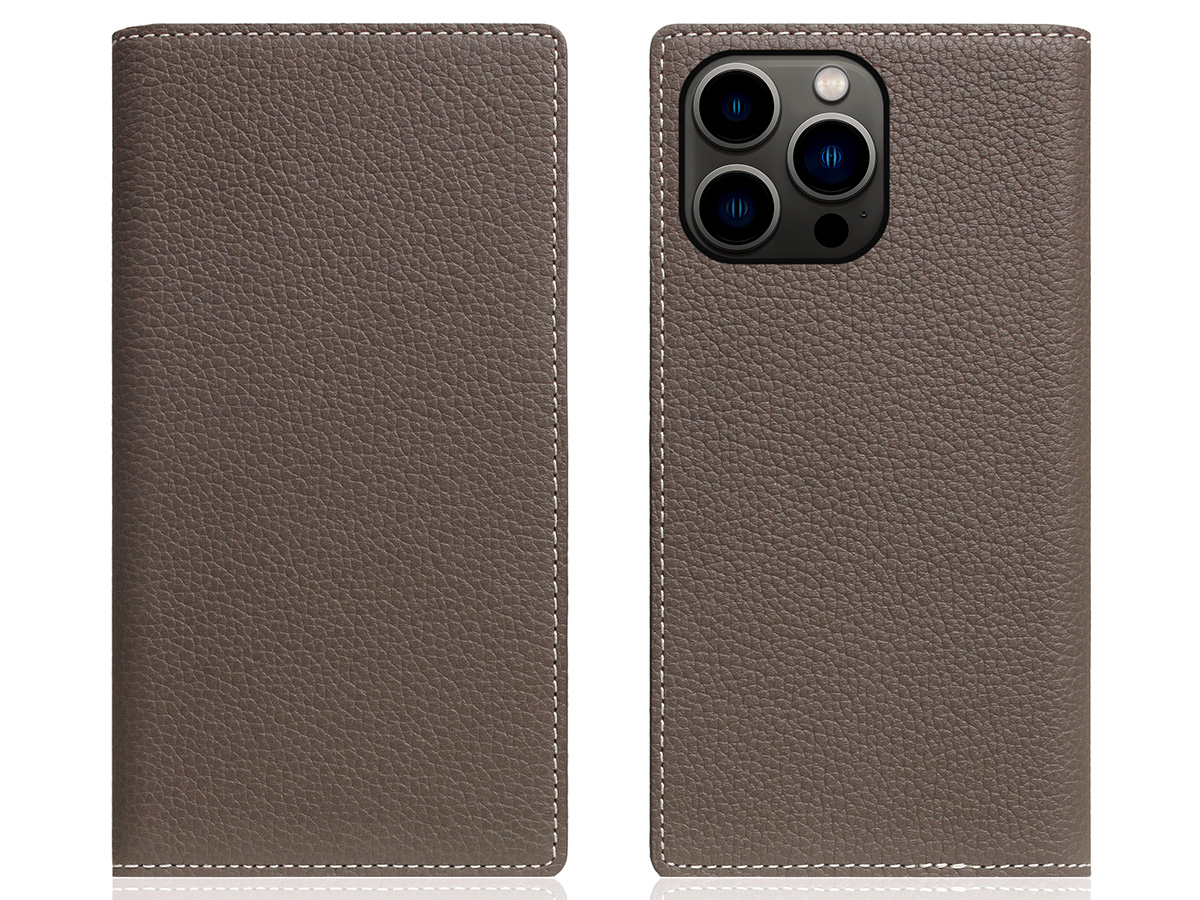 SLG Design D8 2in1 Leather Folio Etoff Cream - iPhone 15 Pro hoesje