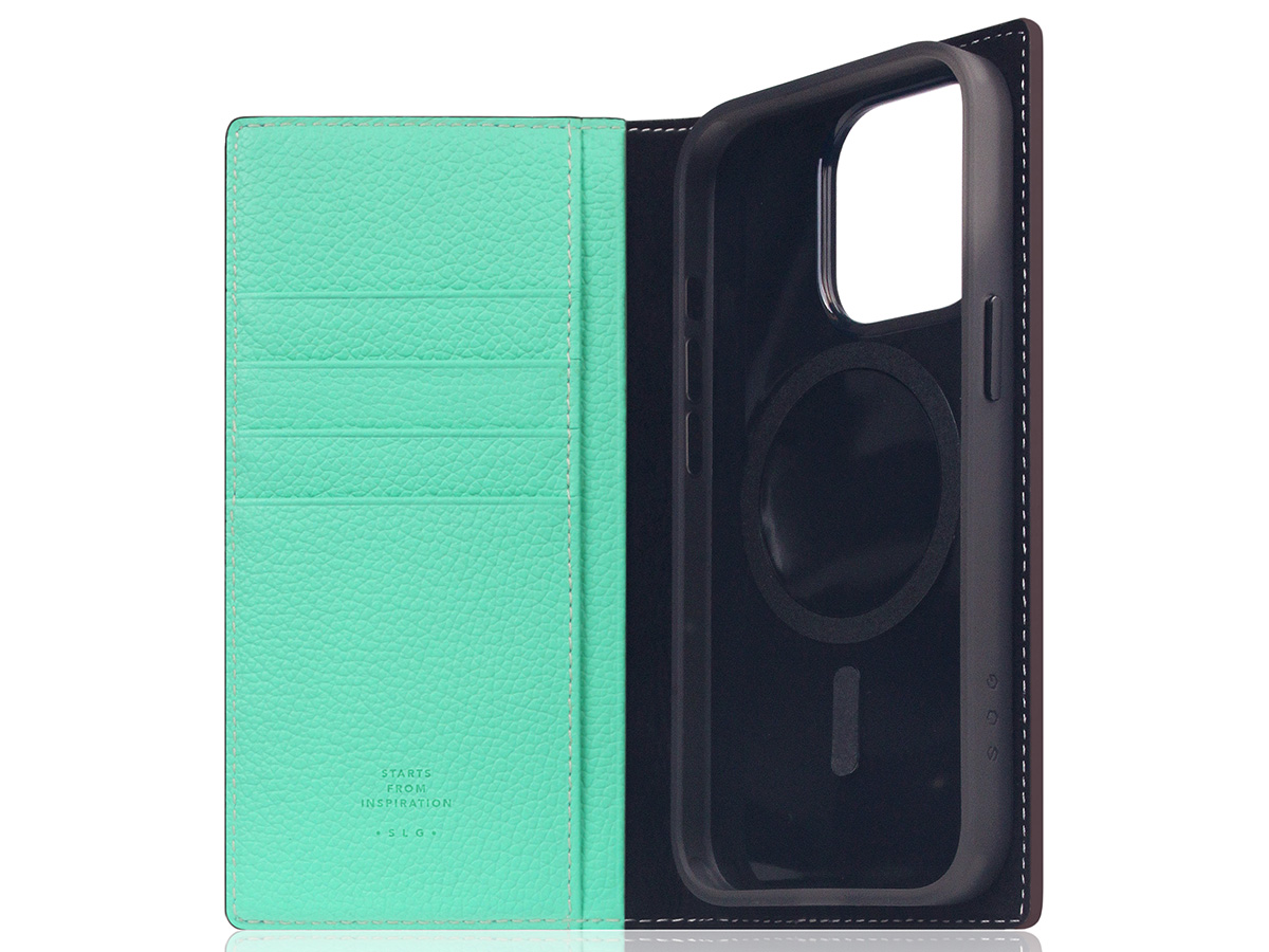 SLG Design D8 2in1 Leather Folio Teal - iPhone 15 Pro hoesje