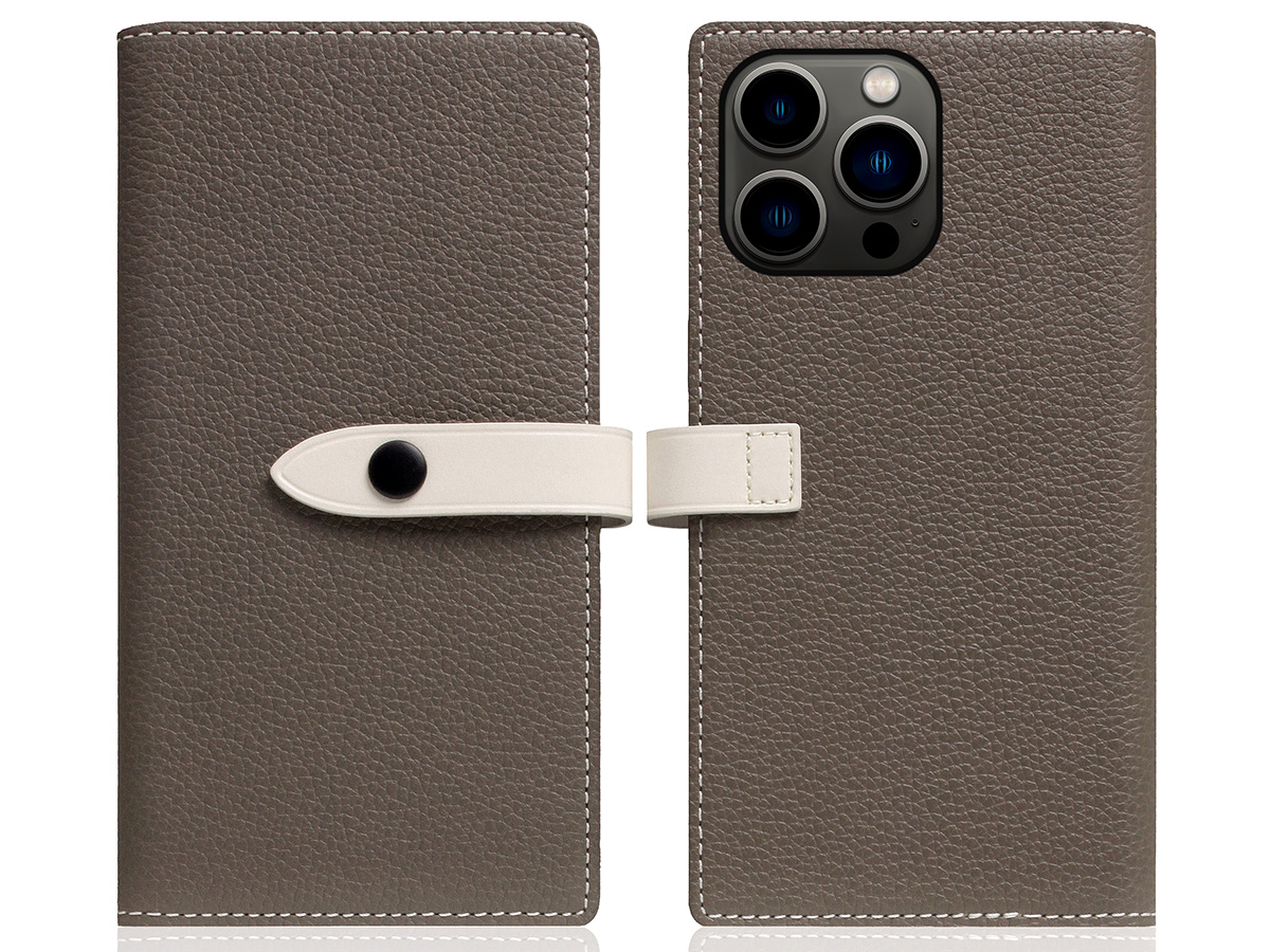 SLG Design D8 Edition 2in1 Leather Folio Etoff Cream - iPhone 15 Pro hoesje