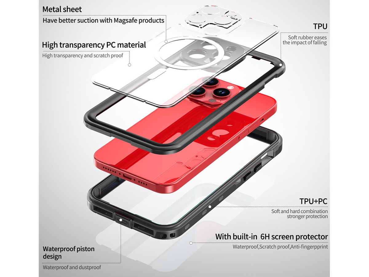 Turtle Shift IP68 Waterproof MagSafe Case - Waterdicht iPhone 15 Pro hoesje