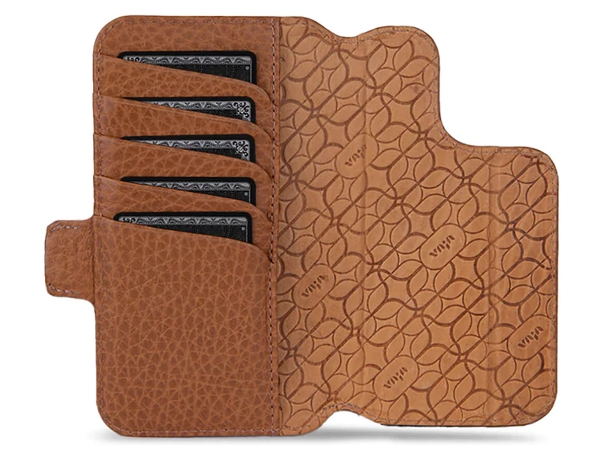 Vaja 2in1 Wallet Leather Case MagSafe Cognac - iPhone 15 Pro Hoesje Leer