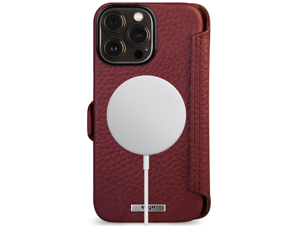 Vaja Wallet Leather Case MagSafe Rood - iPhone 15 Pro Hoesje Leer