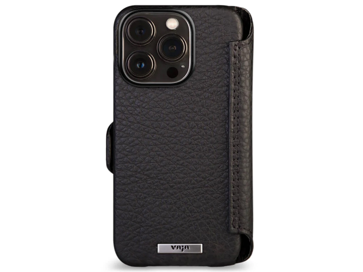 Vaja Wallet Leather Case MagSafe Zwart - iPhone 15 Pro Hoesje Leer