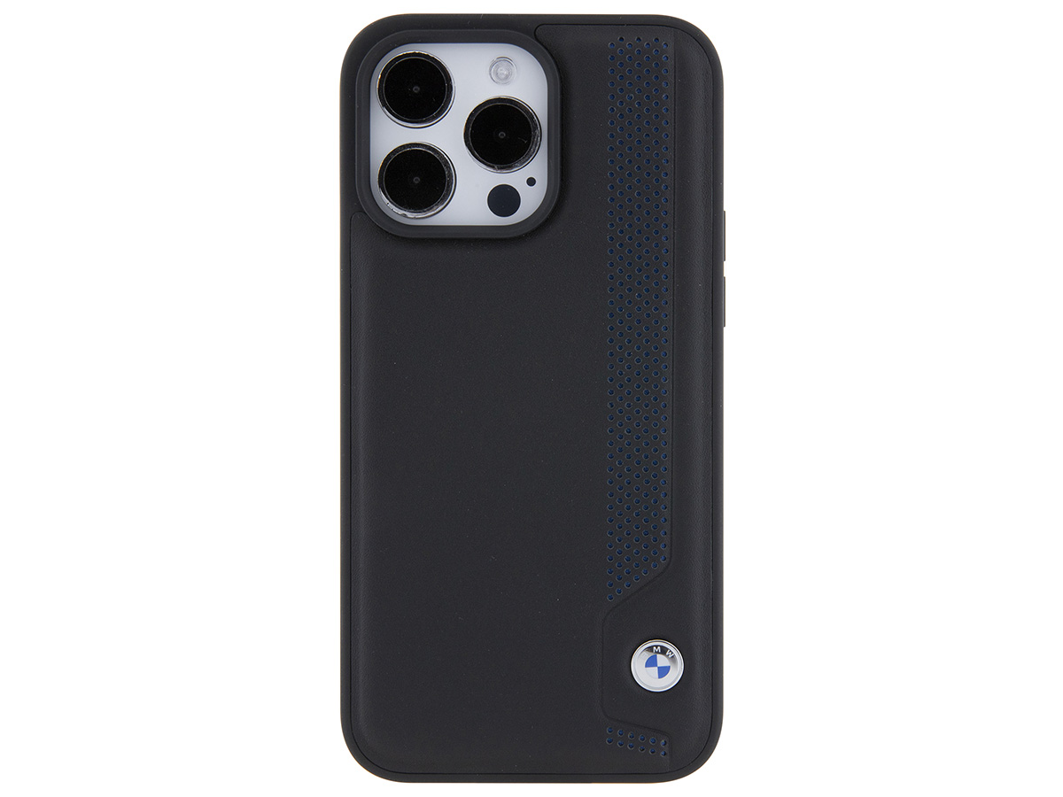 BMW Blue Dots Perforated Leather Case - iPhone 15 Pro hoesje