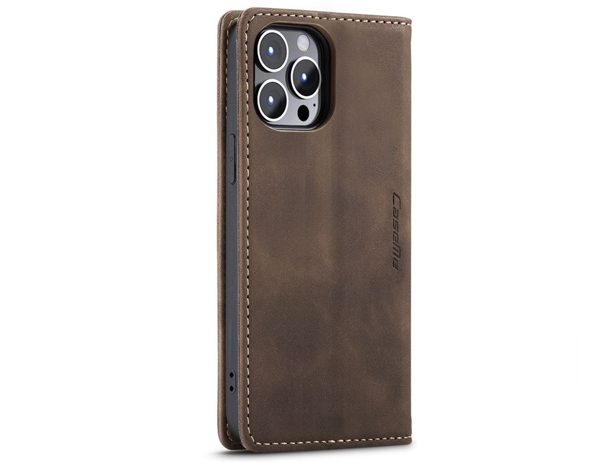 CaseMania Vintage Slim Bookcase Bruin - iPhone 15 Pro Max hoesje