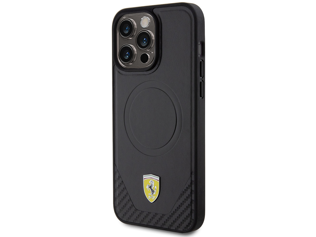 Ferrari Carbon Leather MagSafe Case - iPhone 15 Pro Max hoesje