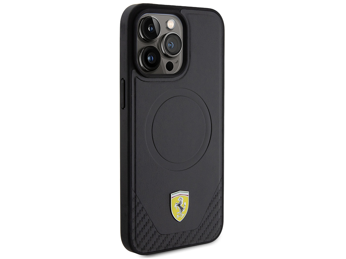 Ferrari Carbon Leather MagSafe Case - iPhone 15 Pro Max hoesje