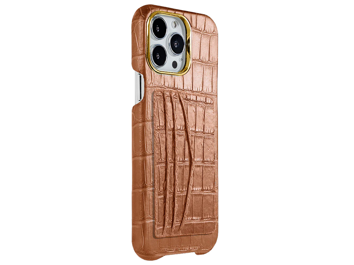 Gatti Cardholder Alligator Case iPhone 15 Pro Max hoesje - Honey Matt/Gold