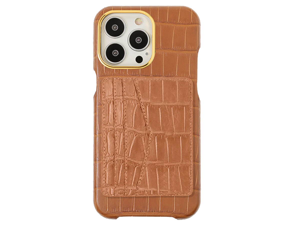 Gatti Cardholder Alligator Case iPhone 15 Pro Max hoesje - Honey Matt/Gold