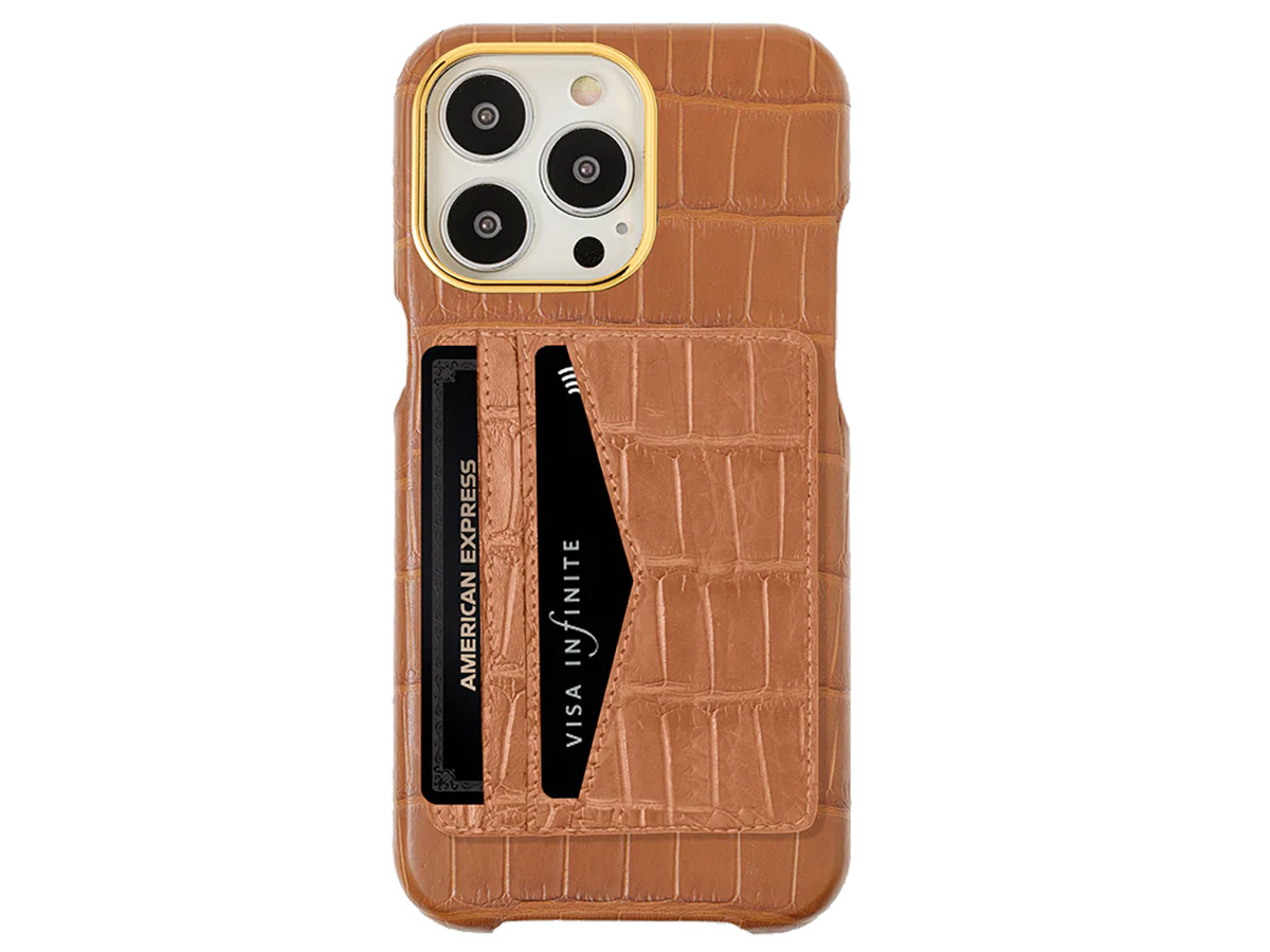 Gatti Cardholder Alligator Case iPhone 15 Pro Max hoesje - Honey Matt/Gold