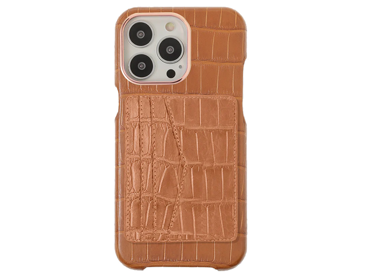 Gatti Cardholder Alligator Case iPhone 15 Pro Max hoesje - Honey Matt/Rose Gold