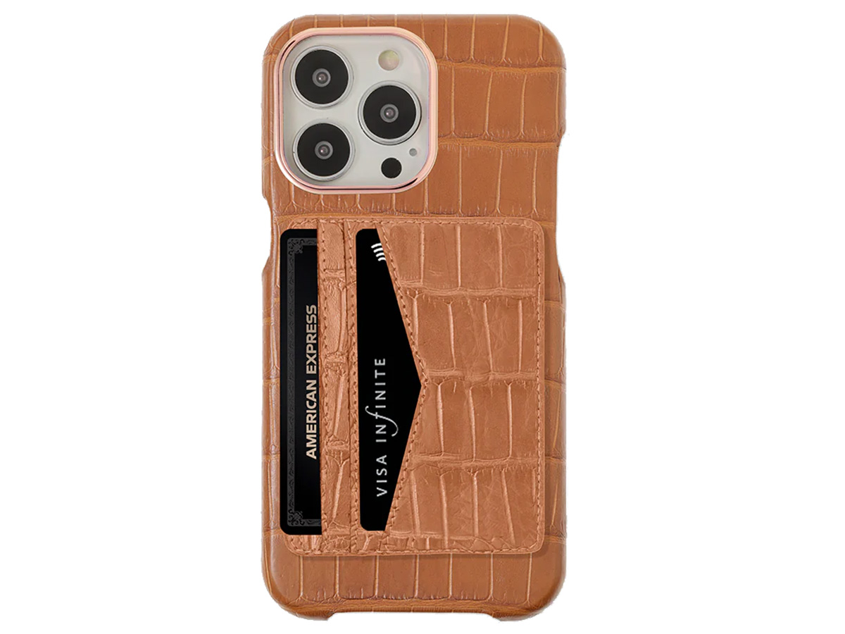 Gatti Cardholder Alligator Case iPhone 15 Pro Max hoesje - Honey Matt/Rose Gold
