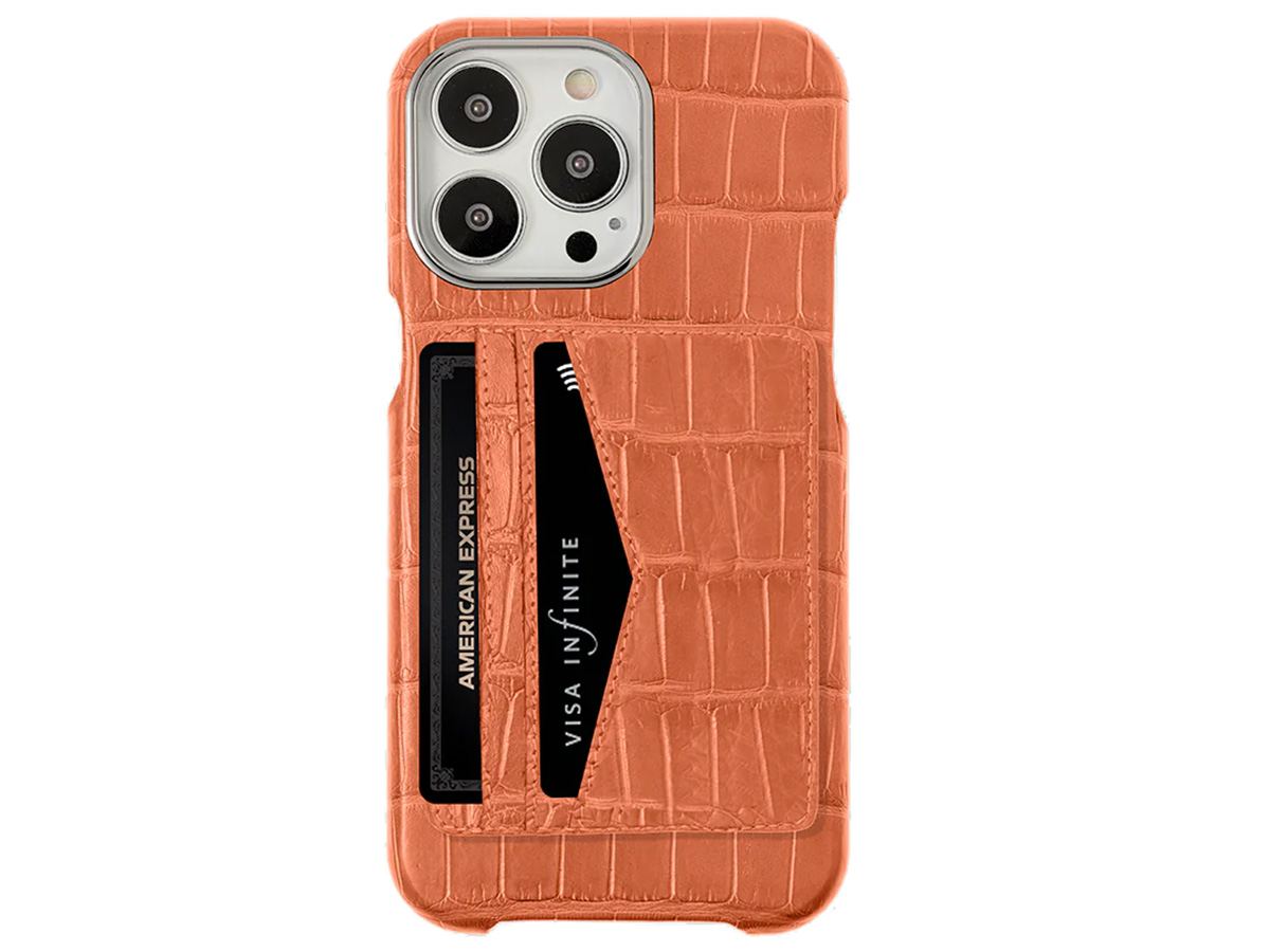 Gatti Cardholder Alligator Case iPhone 15 Pro Max hoesje - Orange Ermes/Steel