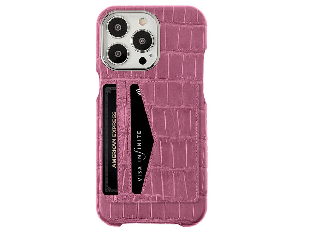 Gatti Cardholder Alligator Case iPhone 15 Pro Max hoesje - Pink Camellia/Steel