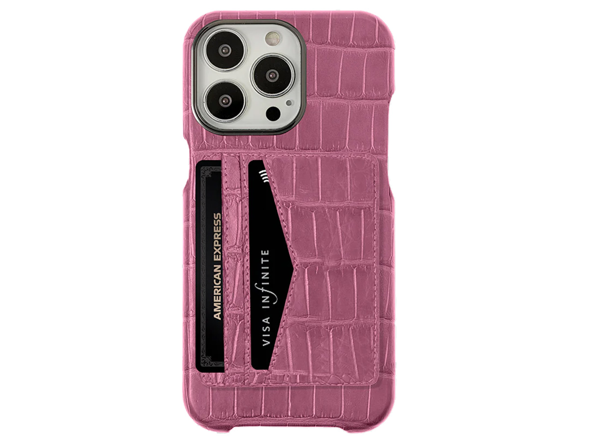 Gatti Cardholder Alligator Case iPhone 15 Pro Max hoesje - Pink Camellia/Gunmetal