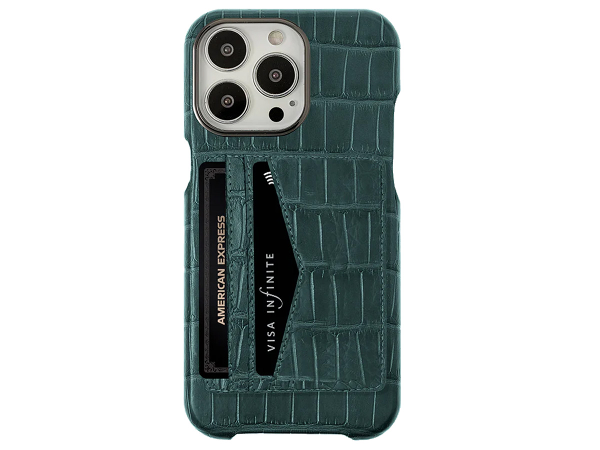 Gatti Cardholder Alligator Case iPhone 15 Pro Max hoesje - Green Emerald/Gunmetal