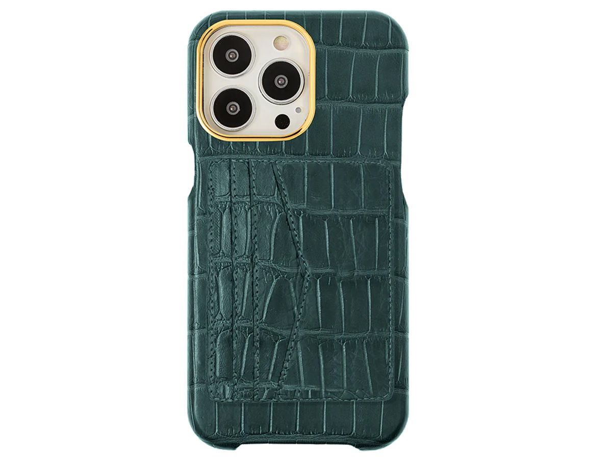 Gatti Cardholder Alligator Case iPhone 15 Pro Max hoesje - Green Emerald/Gold