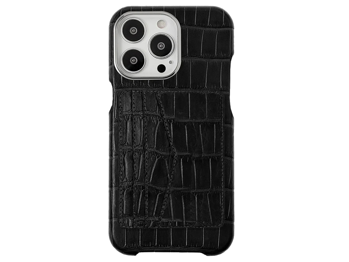 Gatti Cardholder Alligator Case iPhone 15 Pro Max hoesje - Intense Matt Black/Steel