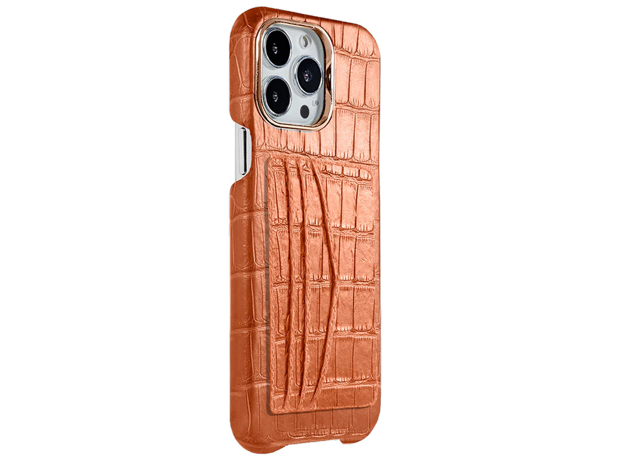 Gatti Cardholder Alligator Case iPhone 15 Pro Max hoesje - Orange Ermes/Rose Gold