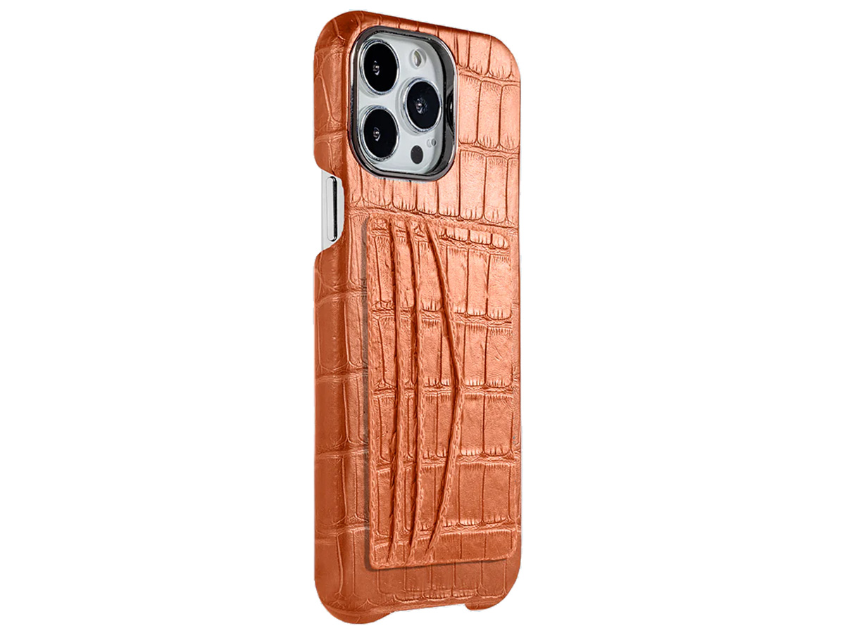 Gatti Cardholder Alligator Case iPhone 15 Pro Max hoesje - Orange Ermes/Gunmetal