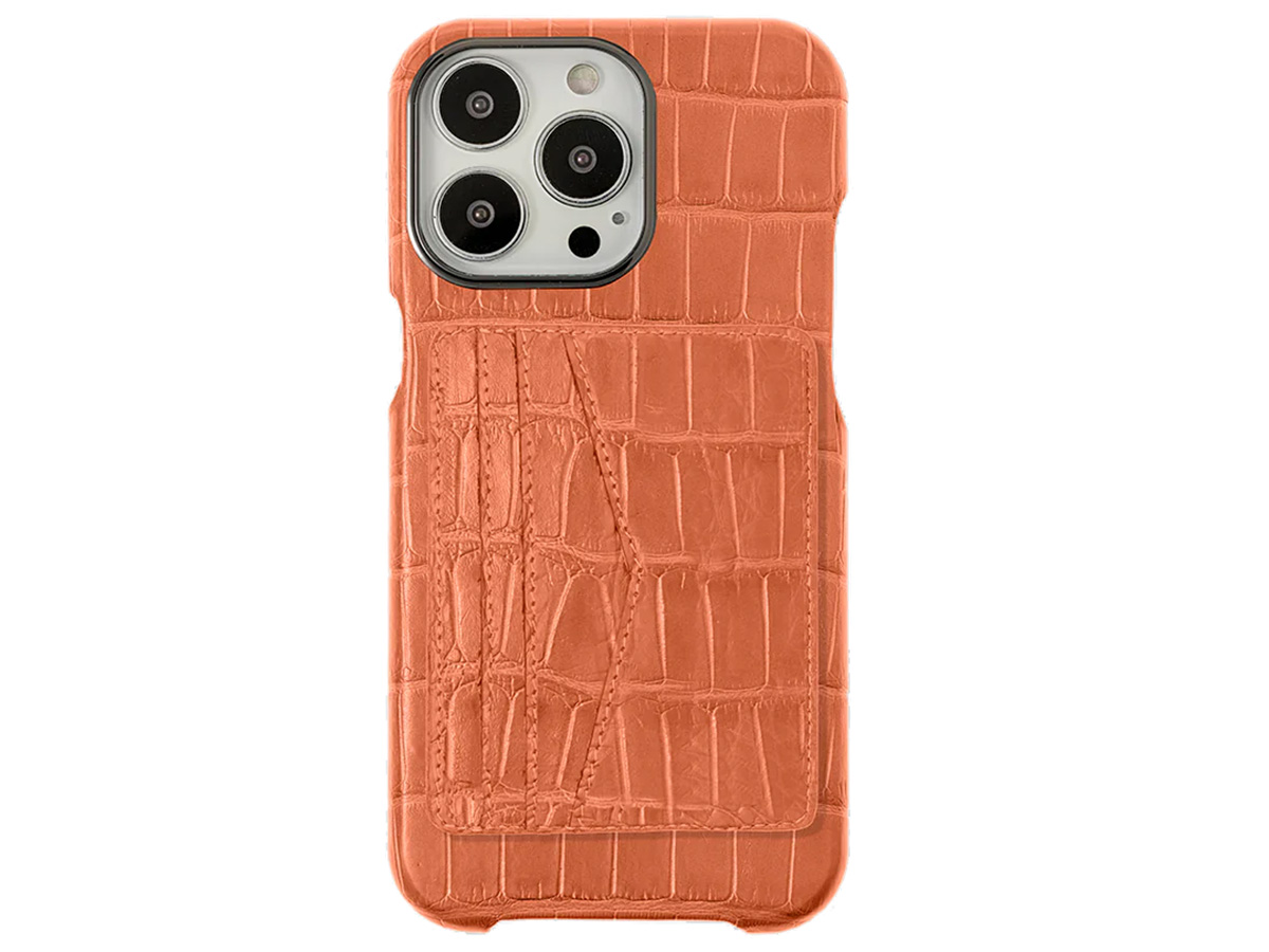 Gatti Cardholder Alligator Case iPhone 15 Pro Max hoesje - Orange Ermes/Gunmetal