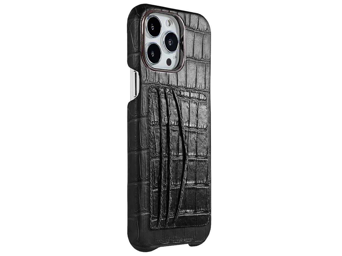 Gatti Cardholder Alligator Case iPhone 15 Pro Max hoesje - Intense Matt Black/Gunmetal