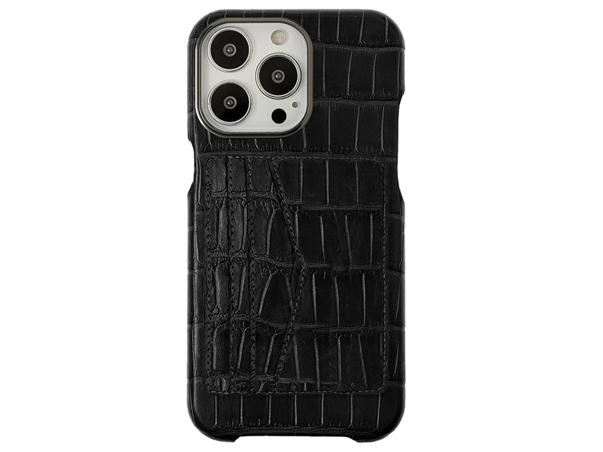 Gatti Cardholder Alligator Case iPhone 15 Pro Max hoesje - Intense Matt Black/Gunmetal