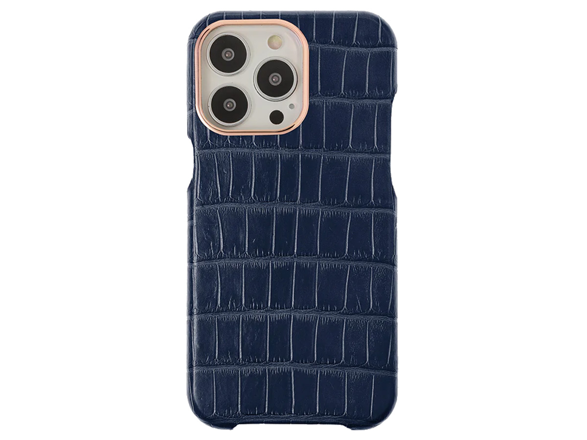 Gatti Classica Alligator Case iPhone 15 Pro Max hoesje - Blue Navy/Rose Gold