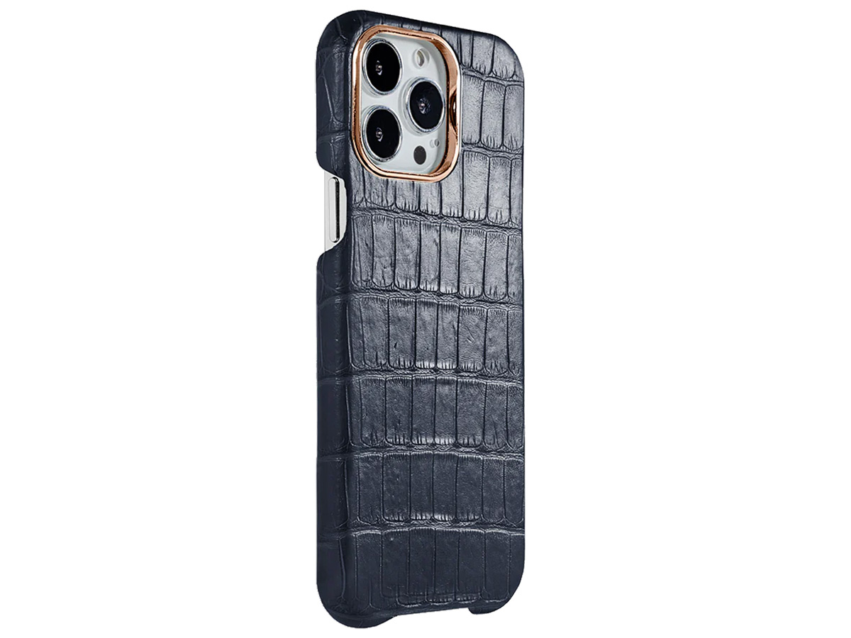 Gatti Classica Alligator Case iPhone 15 Pro Max hoesje - Blue Navy/Rose Gold