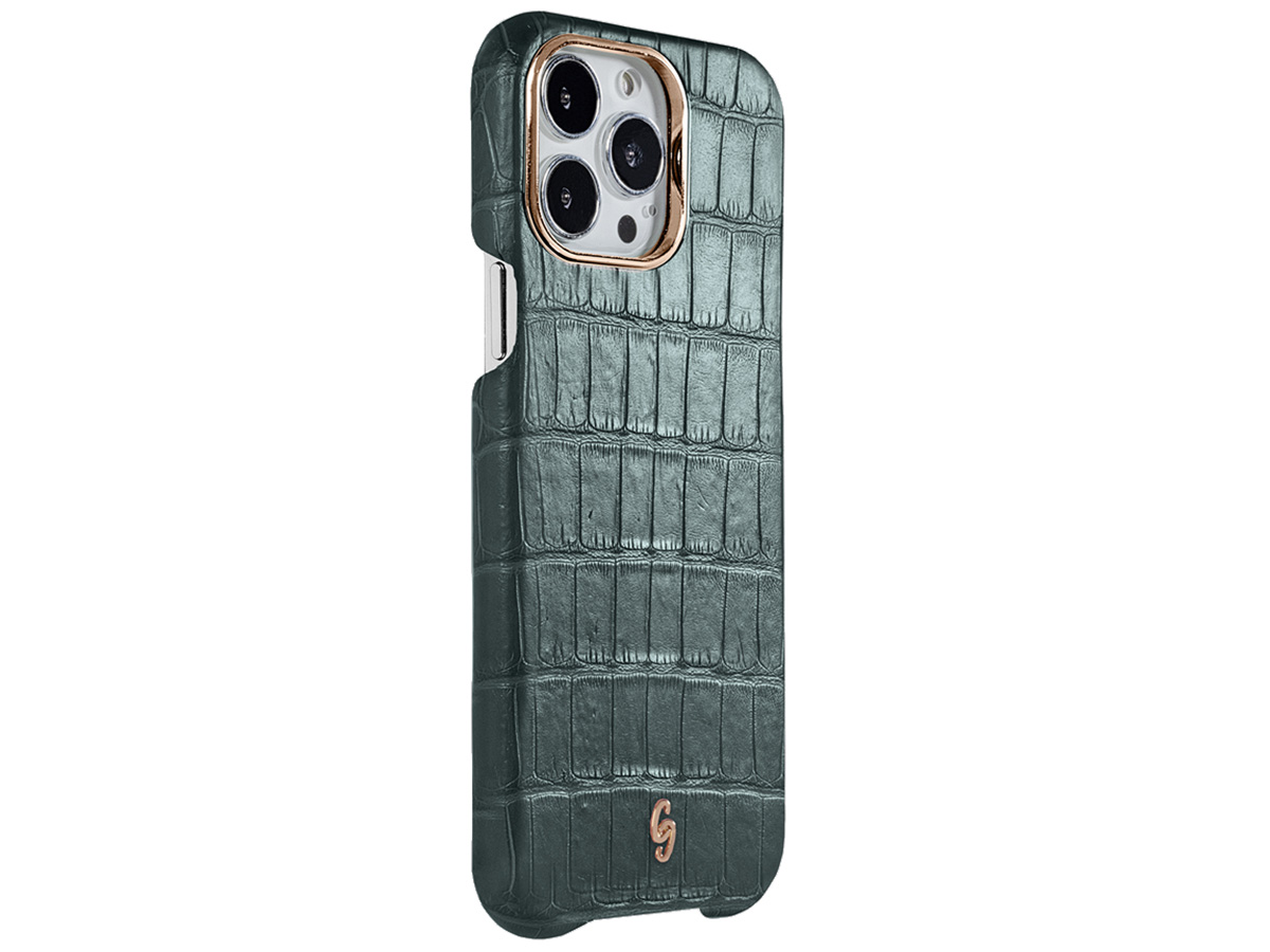 Gatti Classica Alligator Case iPhone 15 Pro Max hoesje - Green Emerald/Rose Gold