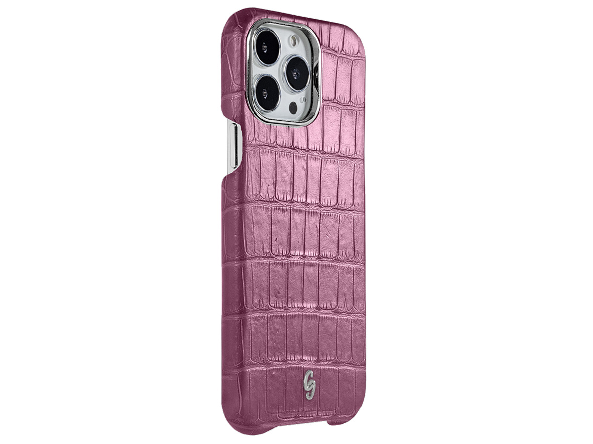 Gatti Classica Alligator Case iPhone 15 Pro Max hoesje - Pink Camellia/Steel